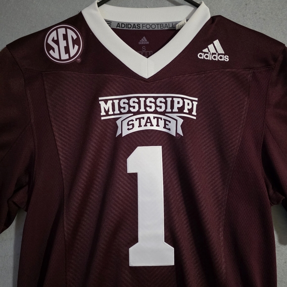Adidas Mens #1 Mississippi State Bulldogs Maroon Football Jersey Size Small - Picture 5 of 12